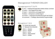 Lade das Bild in den Galerie-Viewer, THRONER EXKLUSIV TV-Massagesessel mit elektrischer Aufstehhilfe, 5-Zonen-Massage in Schwarz mit Fernbedienung