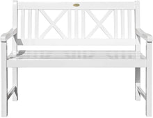 Lade das Bild in den Galerie-Viewer, Landhausbank LÜBECK weiß gewischt, 2-Sitzer aus Eukalyptus FSC, B 120 x H 89 x T 59 cm