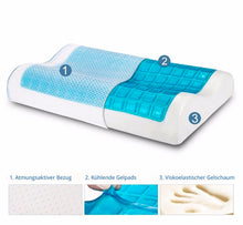 Lade das Bild in den Galerie-Viewer, SNAPNAP Gelschaumkissen mit Kopfmulde + kühlende Gelpads, 50 x 30 cm, Höhe 10cm, Ergonomisch und Hypoallergen