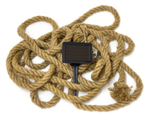 Lade das Bild in den Galerie-Viewer, LED Hanfseil 10m mit Solarzelle, 100 LEDs, warmweiß 3000K, 6-8h Leuchtdauer, Schutzart IP44, Ein/Aus/Blinken-Schalter