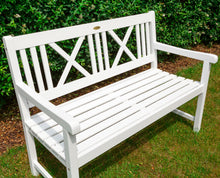 Lade das Bild in den Galerie-Viewer, Landhausbank LÜBECK weiß gewischt, 2-Sitzer aus Eukalyptus FSC, B 120 x H 89 x T 59 cm
