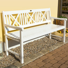 Lade das Bild in den Galerie-Viewer, Landhausbank LÜBECK weiß gewischt, 3-Sitzer aus Eukalyptus 100% FSC, B 154 x H 89 x T 59 cm