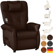 Lade das Bild in den Galerie-Viewer, THRONER EXKLUSIV TV-Massagesessel mit elektrischer Aufstehhilfe, 5-Zonen-Massage in Mocca mit Fernbedienung