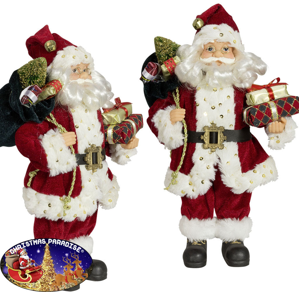 Weihnachtsmann mit Geschenken, 45 cm hoch, Sehr Detailliert - Perfekte Dekoration