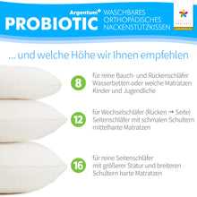 Lade das Bild in den Galerie-Viewer, MABAMAHO Probiotic Orthopädisches Nackenstützkissen mit Aloe Vera aus Memory Viscoschaum 40x80x8 cm Waschbar bis 40°C, inkl. 1x Innen &amp; 1x Schutzbezug

