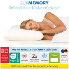 Lade das Bild in den Galerie-Viewer, MABAMAHO Probiotic Orthopädisches Nackenstützkissen mit Aloe Vera aus Memory Viscoschaum 40x80x8 cm Waschbar bis 40°C, inkl. 1x Innen &amp; 1x Schutzbezug
