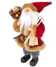 Lade das Bild in den Galerie-Viewer, Weihnachtsmann mit Skier und Geschenkesack, 30 cm hoch, Sehr Detailliert - Perfekte Dekoration
