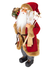 Lade das Bild in den Galerie-Viewer, Weihnachtsmann mit Skier und Geschenkesack, 45 cm hoch, Sehr Detailliert - Perfekte Dekoration
