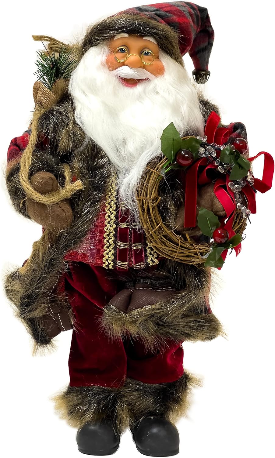 Weihnachtsmann mit Jutesack, 45 cm hoch, Sehr Detailliert - Perfekte Dekoration