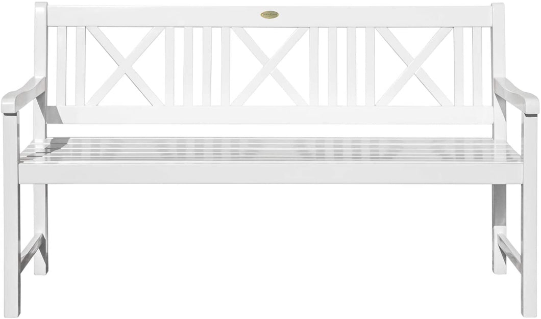 Landhausbank LÜBECK weiß gewischt, 3-Sitzer aus Eukalyptus 100% FSC, B 154 x H 89 x T 59 cm