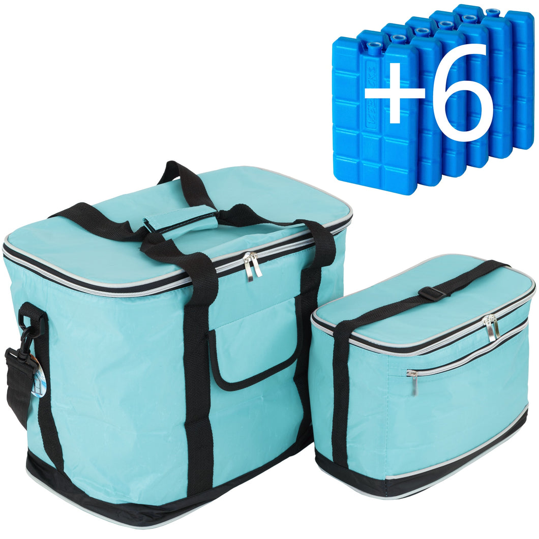IBIZA Kühltaschen-Set 30+8 Liter mit 6 Kühlakkus für Picknick, Grillen, Wandern, Ausflüge, Urlaub