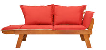 Lade das Bild in den Galerie-Viewer, Gartenbank ‘ROMA’ mit umklappbaren Armlehnen, Bicolor Kissen und Auflage, 150 cm, aus Eukalyptus FSC
