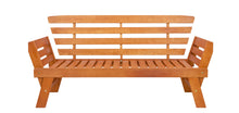 Lade das Bild in den Galerie-Viewer, Gartenbank ‘ROMA’ mit umklappbaren Armlehnen, Bicolor Kissen und Auflage, 150 cm, aus Eukalyptus FSC
