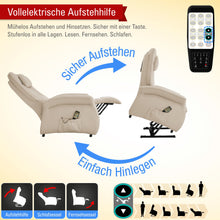 Lade das Bild in den Galerie-Viewer, THRONER EXKLUSIV TV-Massagesessel mit elektrischer Aufstehhilfe, 5-Zonen-Massage in Hellbeige mit Fernbedienung
