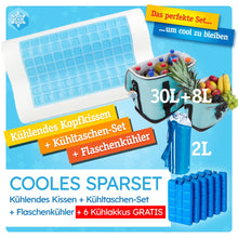 Lade das Bild in den Galerie-Viewer, Sommer Sonderangebot: 1 Cooles SNAPNAP Gelschaumkissen + IBIZA Kühltaschen-Set  + 6 Kühlakkus + 1 Flaschenkühler
