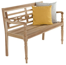 Lade das Bild in den Galerie-Viewer, Gartenbank SUMATRA naturbelassen, 2-Sitzer aus Teak Massivholz, B 120 x H 85 x T 56 cm
